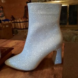 Women's white glitter ankle boots